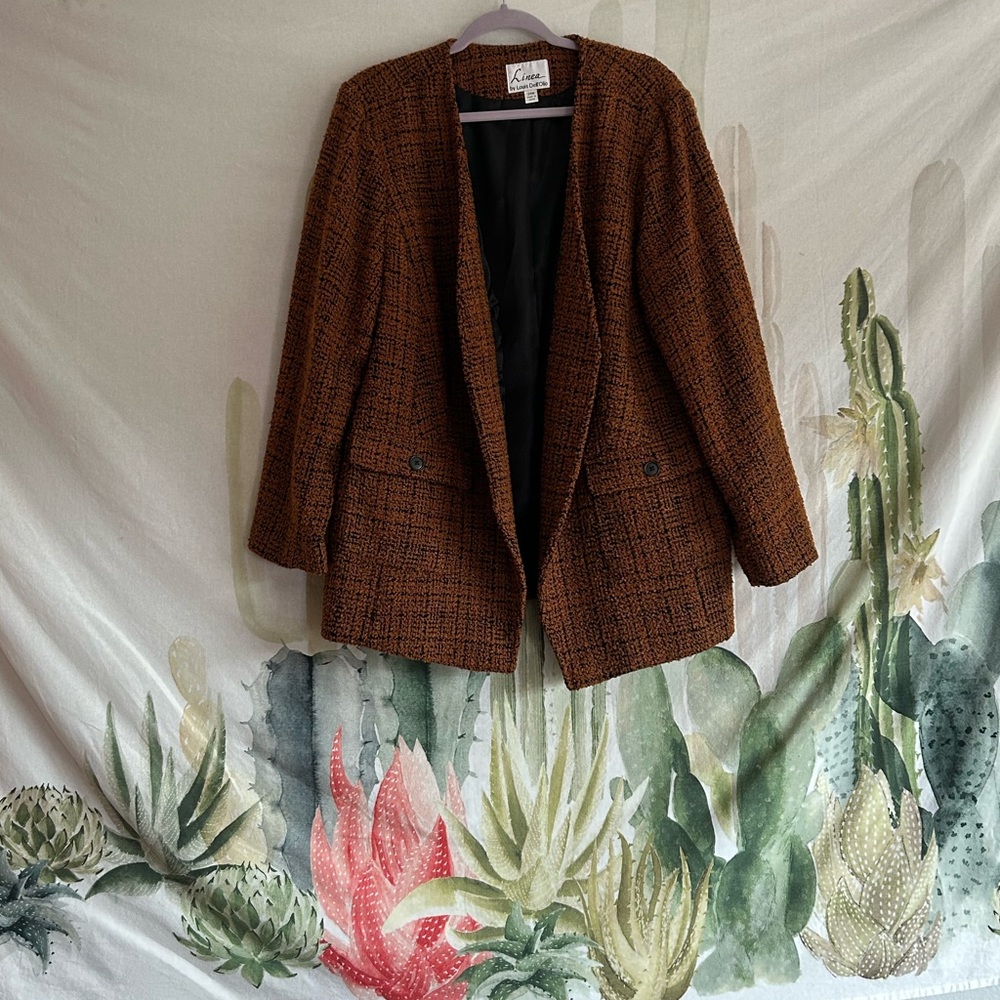 Brown Textured Vintage Blazer